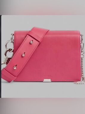 Allsaints Captain Leather Flap Shoulder Bag-Fuscia-EUC